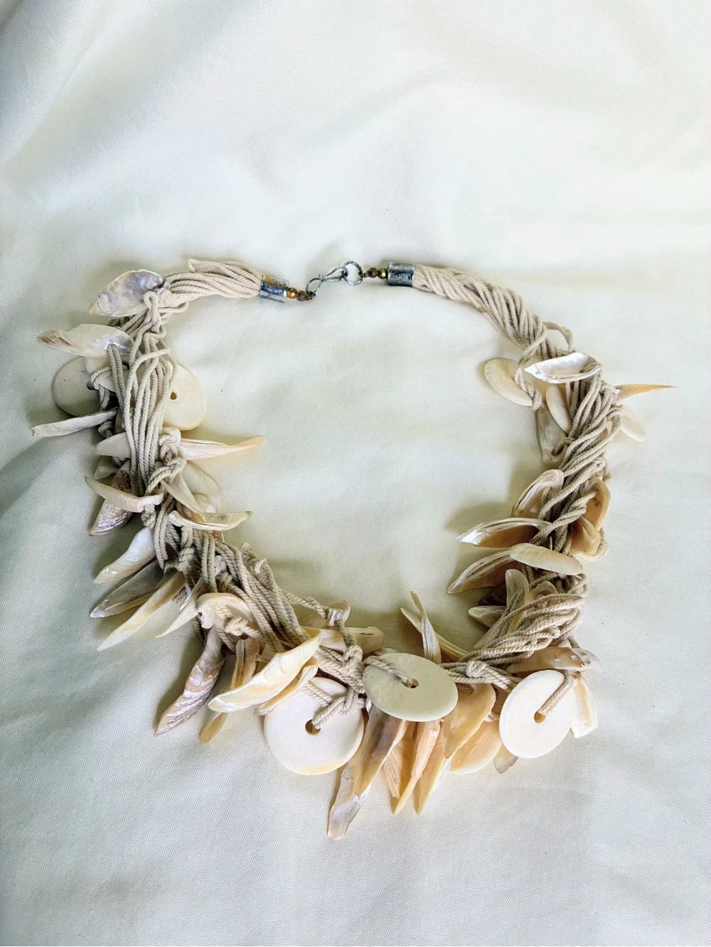 Boho Multi layered beaded necklace with beige beads